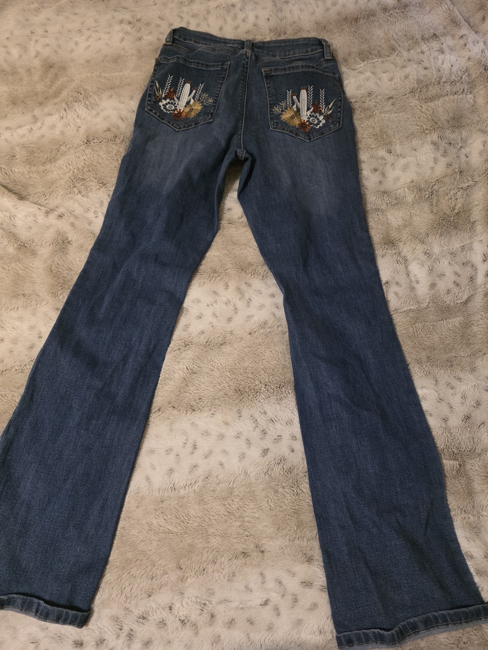 Ashley Mason Dark Blue Embroidered Flare Jeans